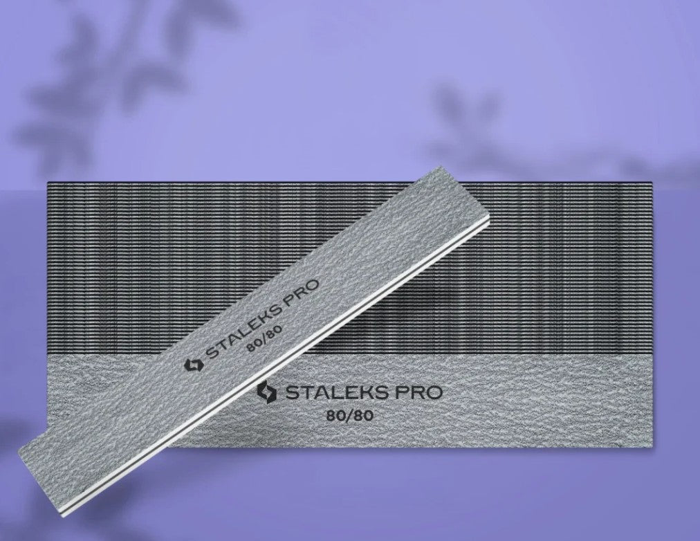 STALEKS PRO Straight Wide Mineral Nail File 80/80 Grit (50 pcs)