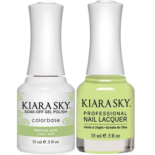 Kiara Sky Gel + Matching Lacquer - Matcha Latte #635 - Universal Nail Supplies