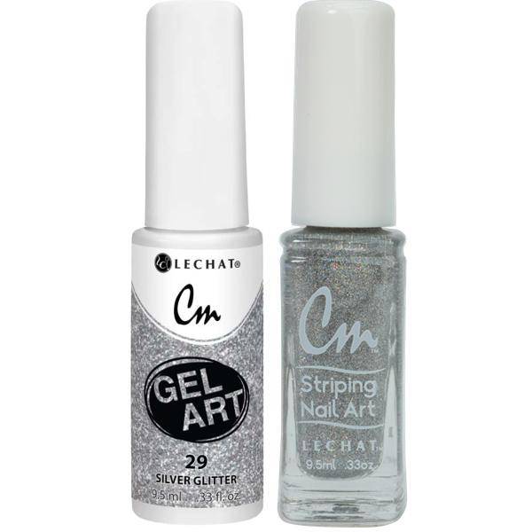 Lechat Cm Nail Art Gel + Lacquer #29 Silver Glitter - Universal Nail Supplies