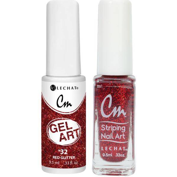 Lechat Cm Nail Art Gel + Lacquer #32 Red glitter - Universal Nail Supplies