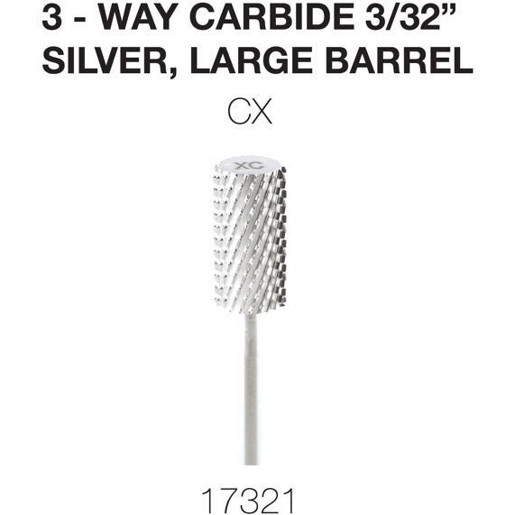 Cre8tion Nail Bit Carbide Silver 3/32 CX #17321 - Universal Nail Supplies