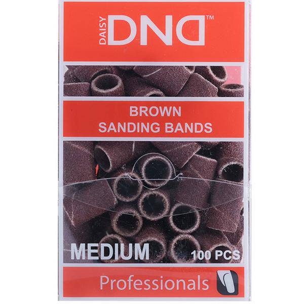DND Sanding Brown Bands for Nail Drills - Medium 100 pcs - Universal Nail Supplies