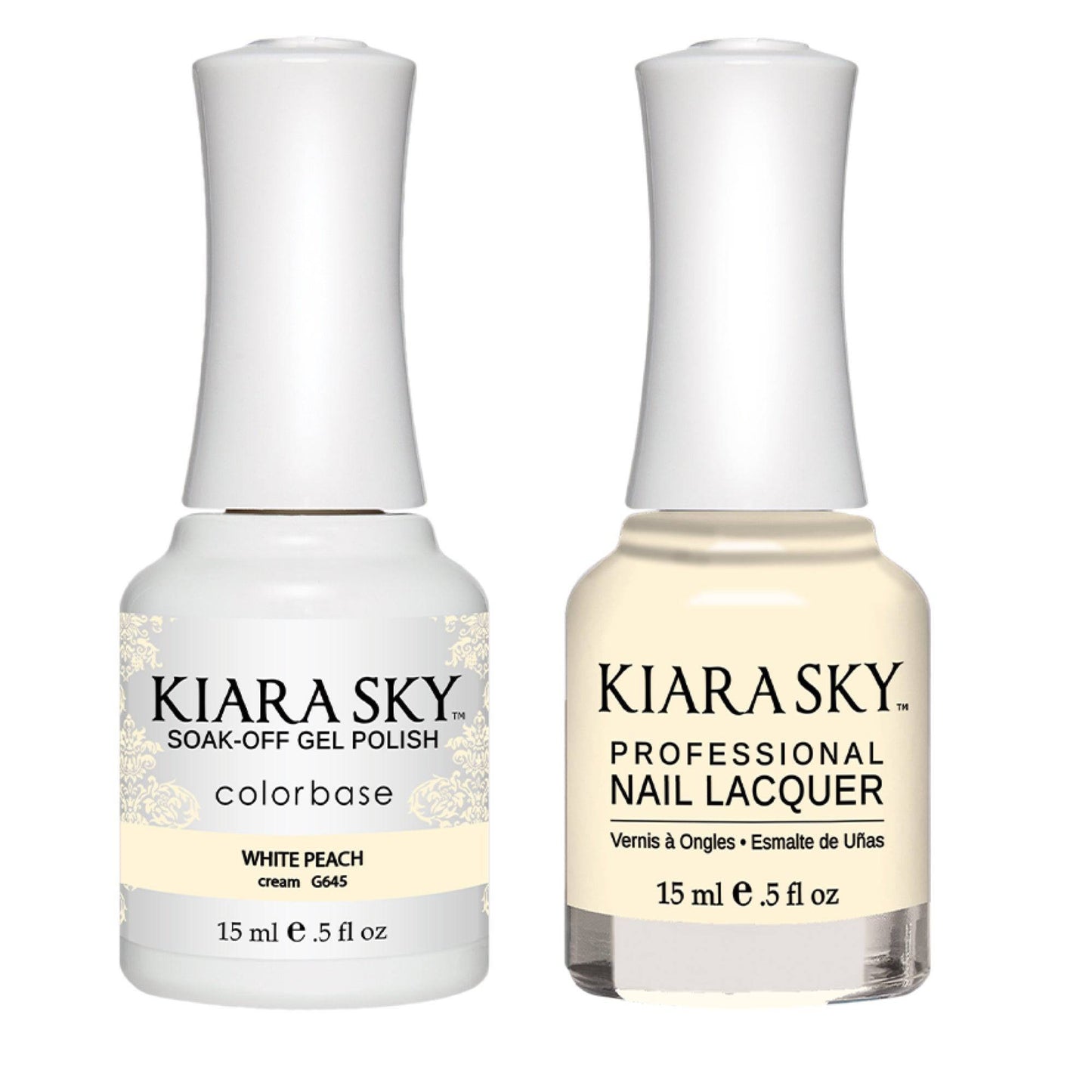 Kiara Sky Gel + Matching Lacquer - White Peach #645 - Universal Nail Supplies