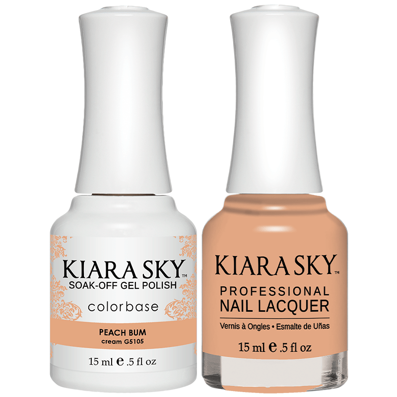 Kiara Sky Gel + Matching Lacquer - Peach Bum #5105 - Universal Nail Supplies