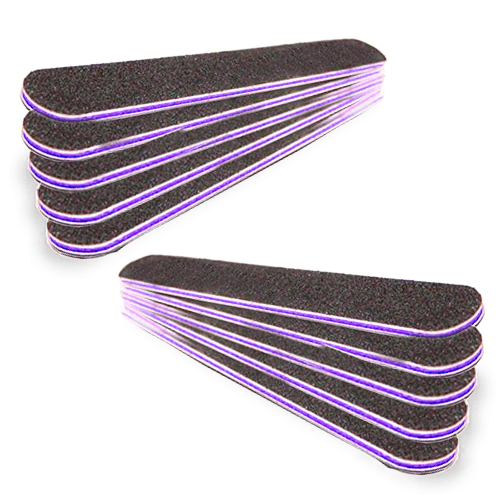 Black Purple Nail Files 80/80 Grit 6" Double-Sided Acrylic Nail File - 10 piece - Universal Nail Supplies