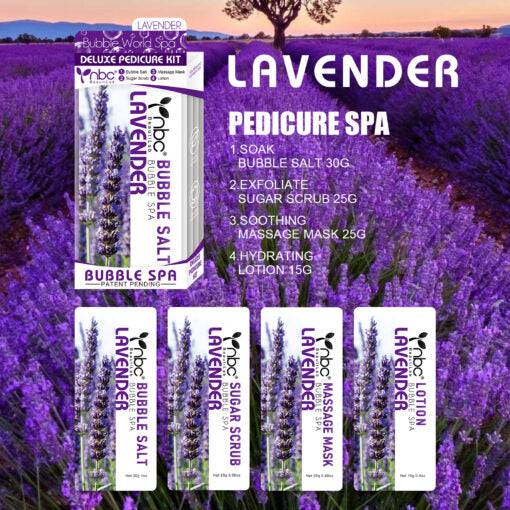 NBC Pedicure Spa Foot Care In A Box 4 Step Set - Lavender Scent - Universal Nail Supplies