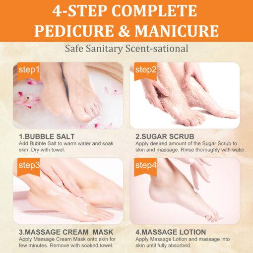 NBC Pedicure Spa Foot Care In A Box 4 Step Set - Honey Flower Scent - Universal Nail Supplies