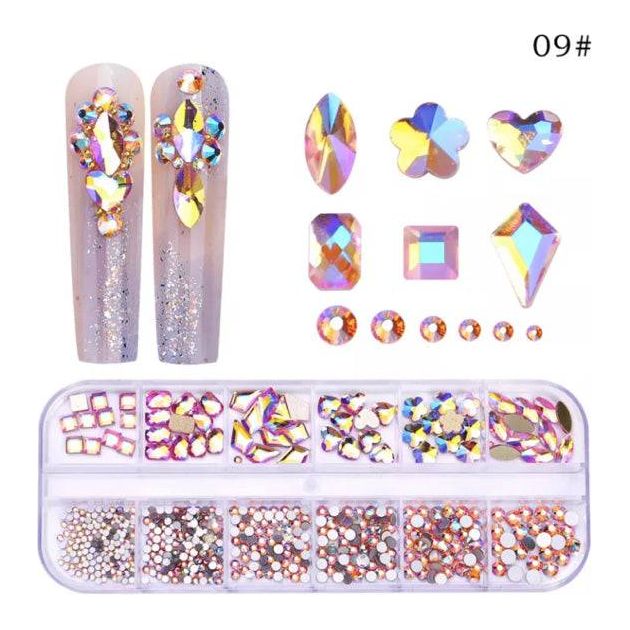 Sofi-Art New Multi Shapes Nail Art Rhinestones – Violet (12-grid box ...