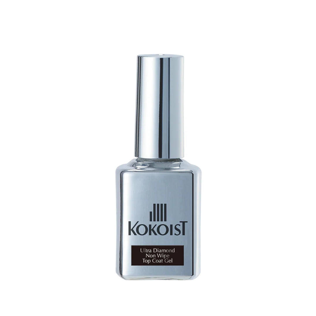 Kokoist USA Ultra Diamond Non Wipe Top Coat Gel 15ml bottle, clear, smooth finish for gel manicures, part of base & top coat collection.