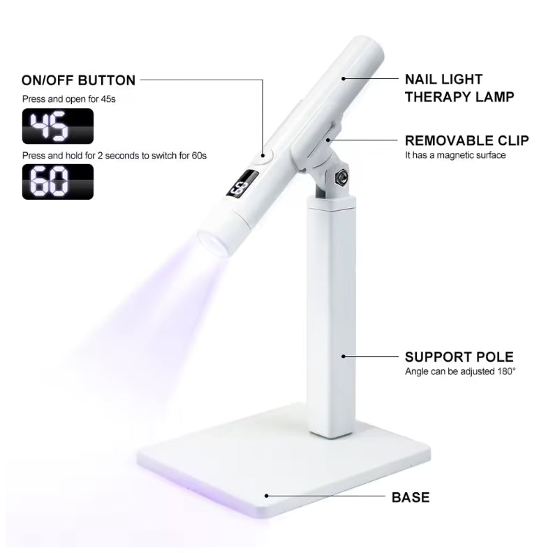 UNS Portable UV LED Nail Lamp with Rechargeable Base White - Universal Nail Supplies