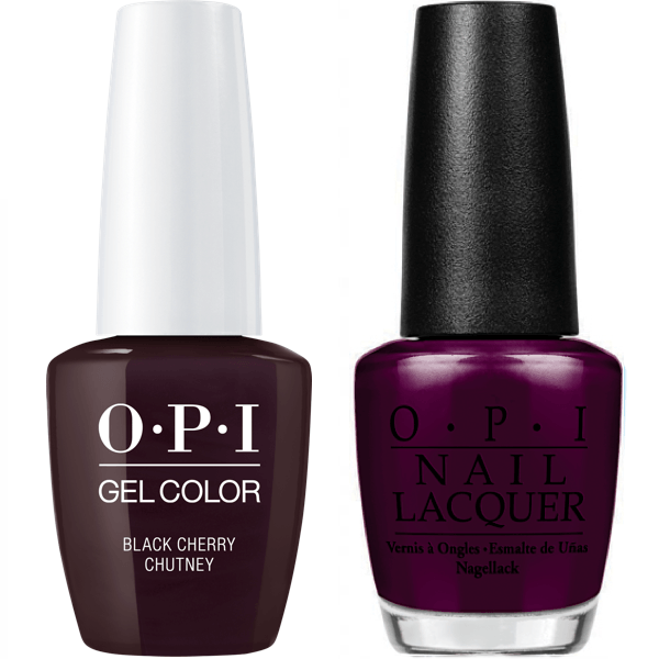 OPI GelColor + Matching Lacquer Black Cherry Chutney #I43 - Universal Nail Supplies