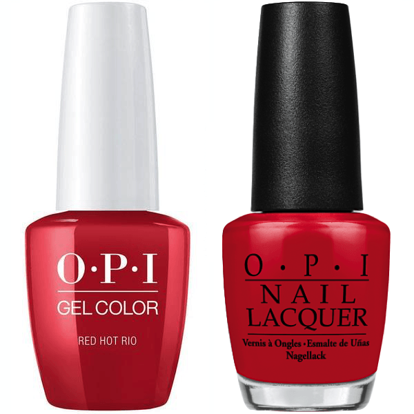 OPI GelColor + Matching Lacquer Red Hot Rio #A70 - Universal Nail Supplies