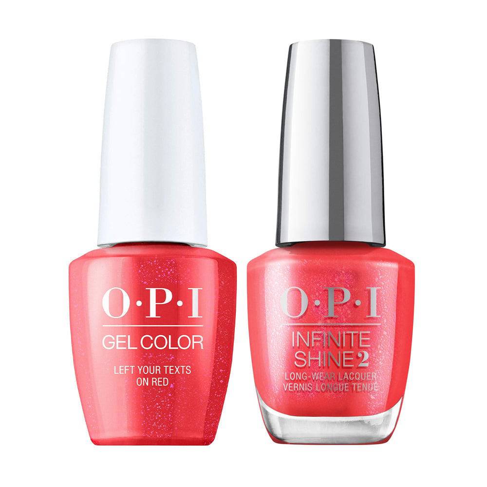 OPI GelColor + Infinite Shine Left Your Texts On Red #S010 - Universal Nail Supplies