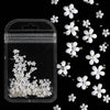 Weiße Acryl-Blumen-Nagelkunst-Charme-Dekoration, gemischte Größe, Stahlkugel für Maniküre-Design 
