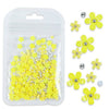 Yellow Acrylic Flower Nail Art Charm Decoration Steel Ball For Manicure Design