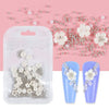 Weiße Acryl-Blumen-Nagelkunst-Anhänger-Dekoration, Stahlkugel für Maniküre-Design 
