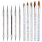 10Pcs/Set Nail Art Acrylic Brushes Transparent UV Gel Crystal Handle Lines Liner DIY Painting Drawing Flower Pen Manicure Tool - Universal Nail Supplies