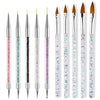 10Pcs/Set Nail Art Acrylic Brushes Transparent UV Gel Crystal Handle Lines Liner DIY Painting Drawing Flower Pen Manicure Tool