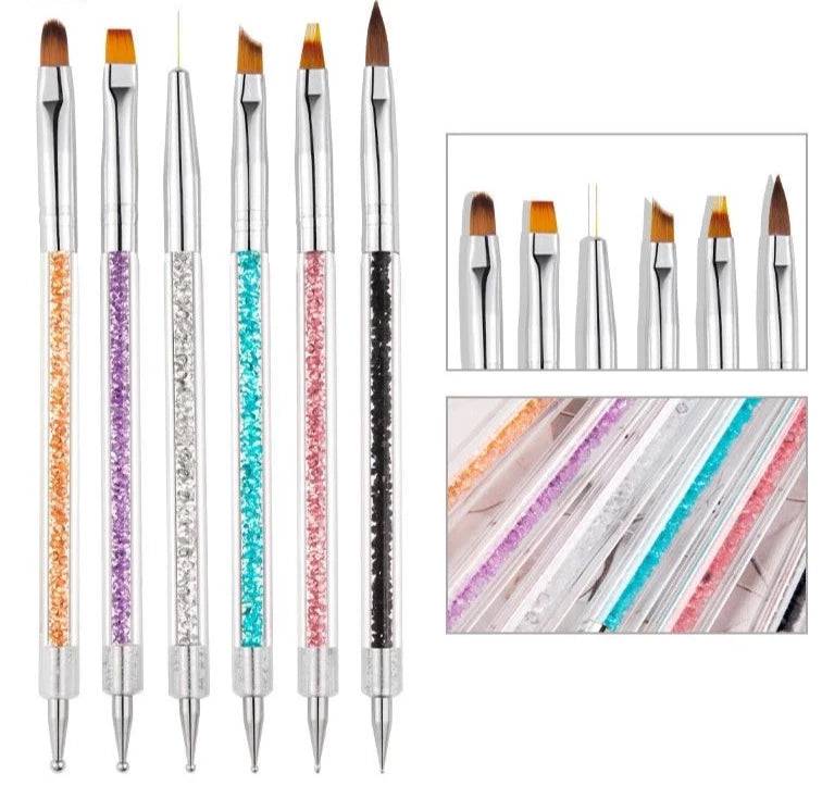 6Pcs Dual End Nail Art Dotting Pen Painting Liner Brush - Universal Nail Supplies