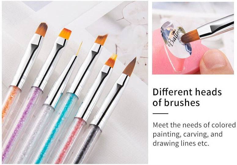 6Pcs Dual End Nail Art Dotting Pen Painting Liner Brush