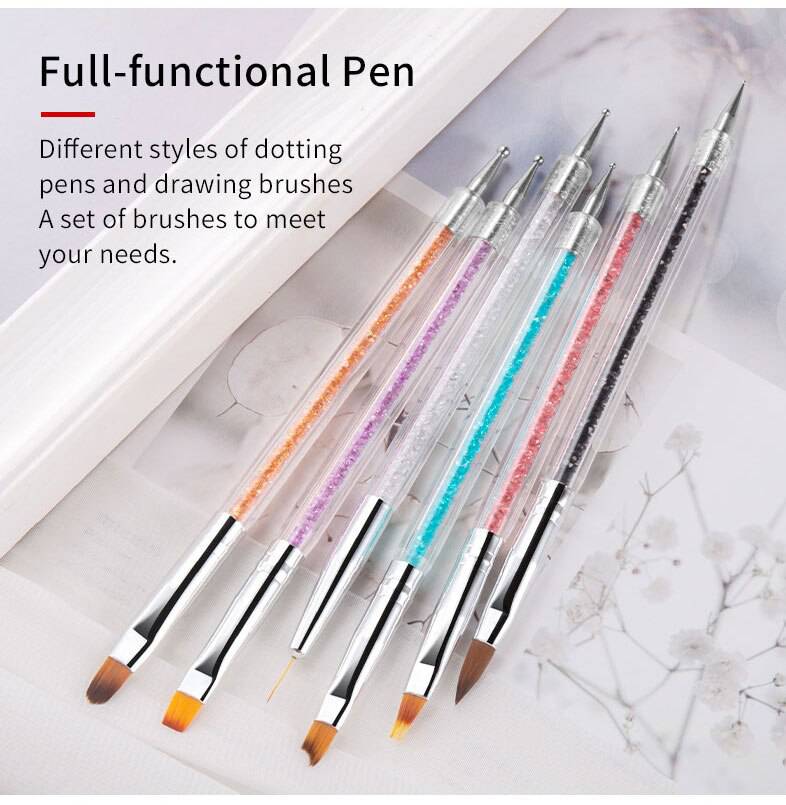 6Pcs Dual End Nail Art Dotting Pen Painting Liner Brush - Universal Nail Supplies