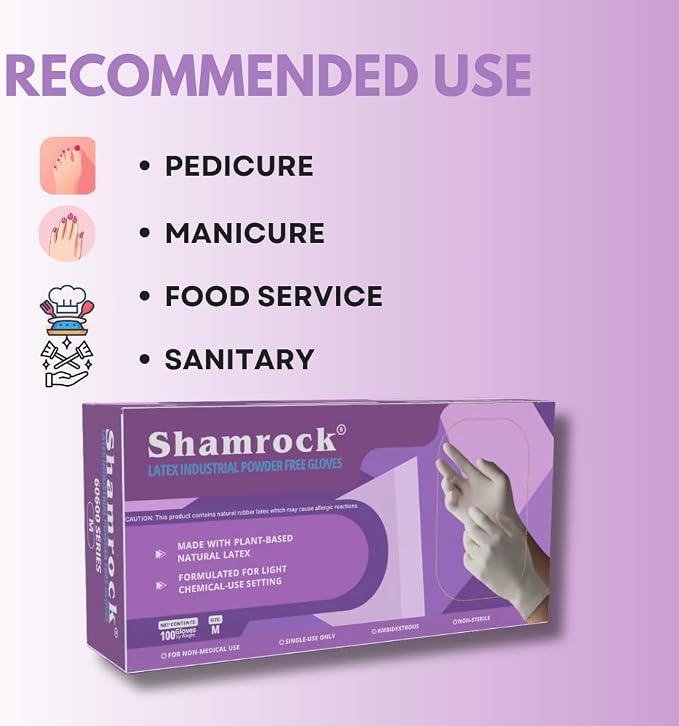 Shamrock Latex Industrial Gloves, Powder-Free,  Multi-Purpose Use - Box