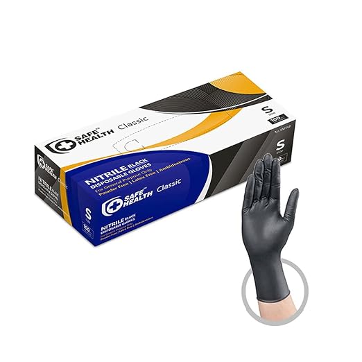 Safe Health Nitrile Black Industrial Disposable Gloves - Black 100pcs