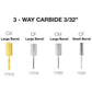 Cre8tion Nail Drill Tip - 3 Way Carbide 3/32" - Universal Nail Supplies