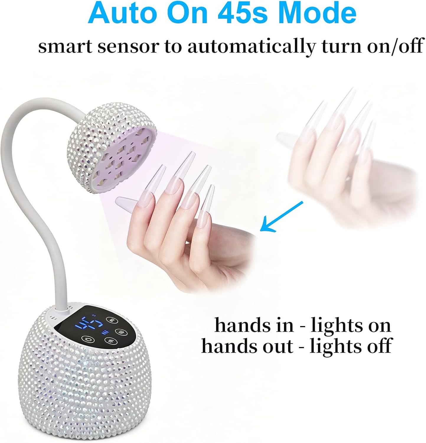 UNS UV flexible LED nail glitter lamp with digital timer, nail drill for salon manicures