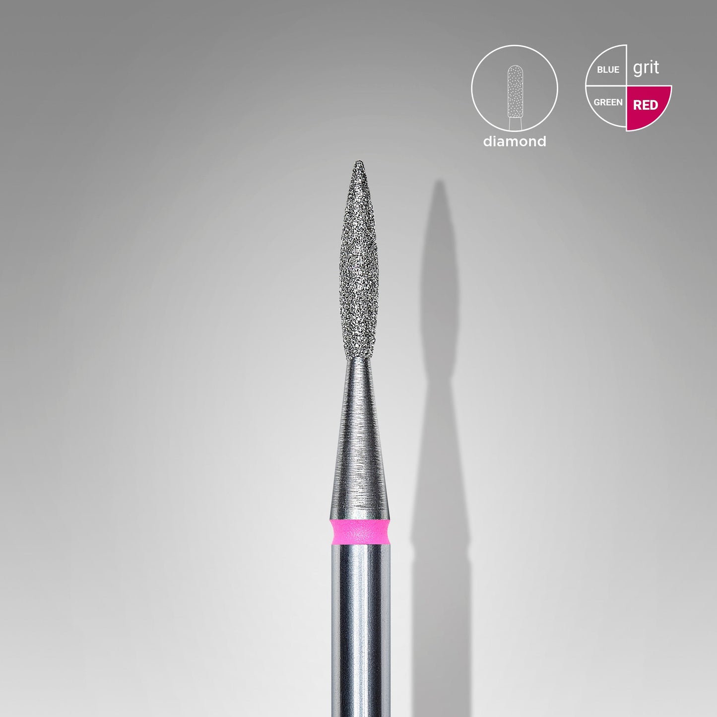 Diamond nail drill bit "flame", sharp, red,  head diameter 1,6  mm/ working part 8 mm image 0
