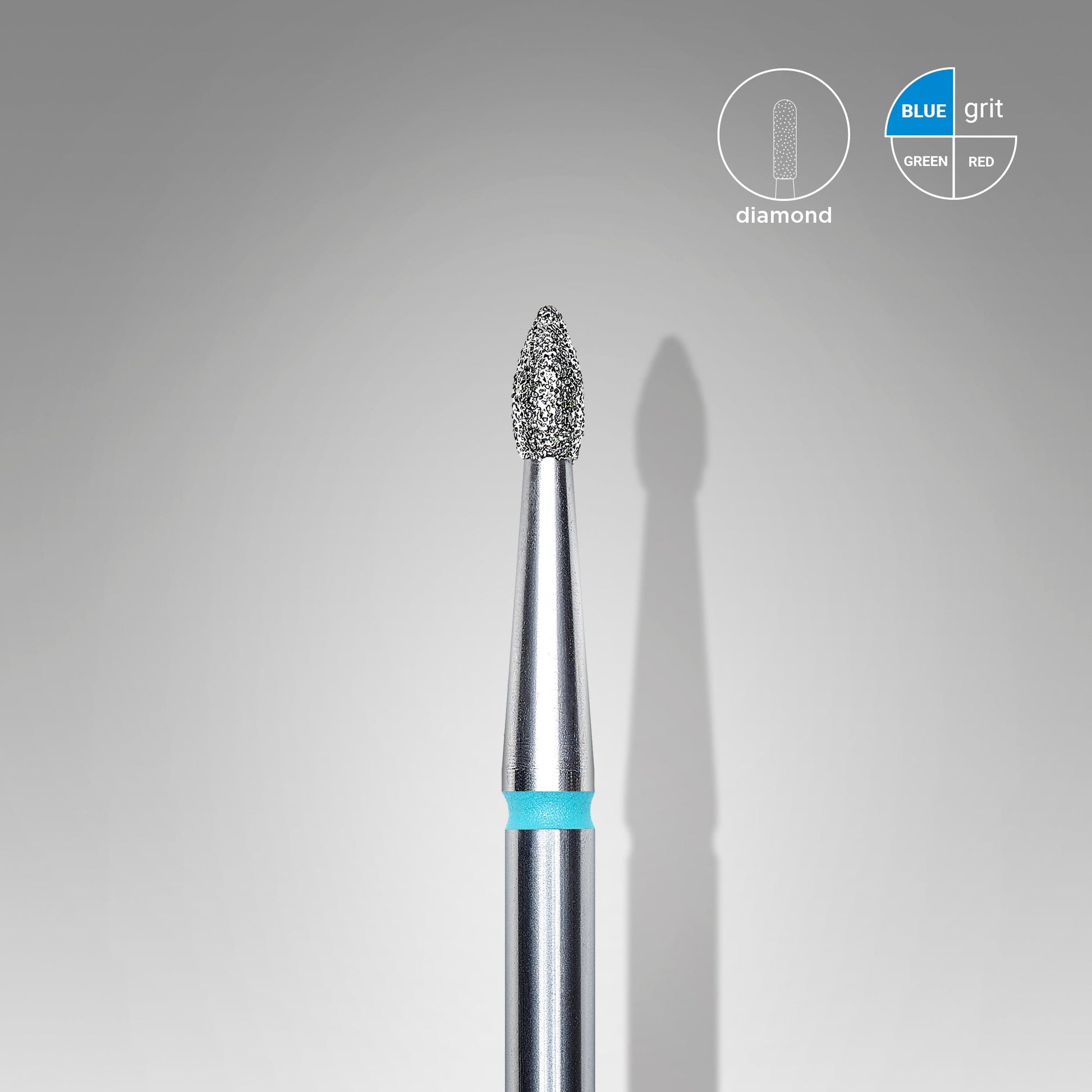 Diamond nail drill bit, pointed "bud" , blue, head diameter 1.8 mm/ working part 4 mm (6 pcs) image 0