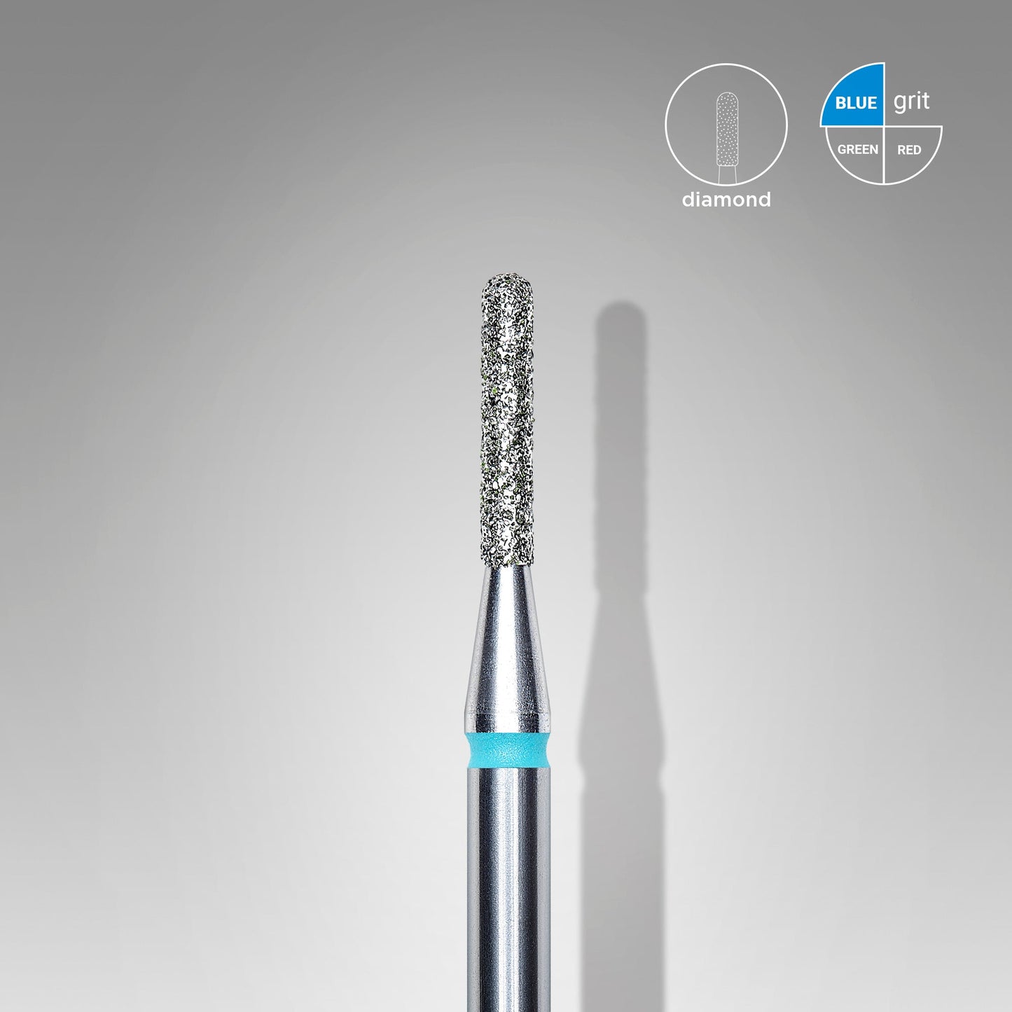 Diamond nail drill bit, rounded "cylinder", blue, head diameter 1.4 mm/ working part 8 mm (6 pcs) image 0