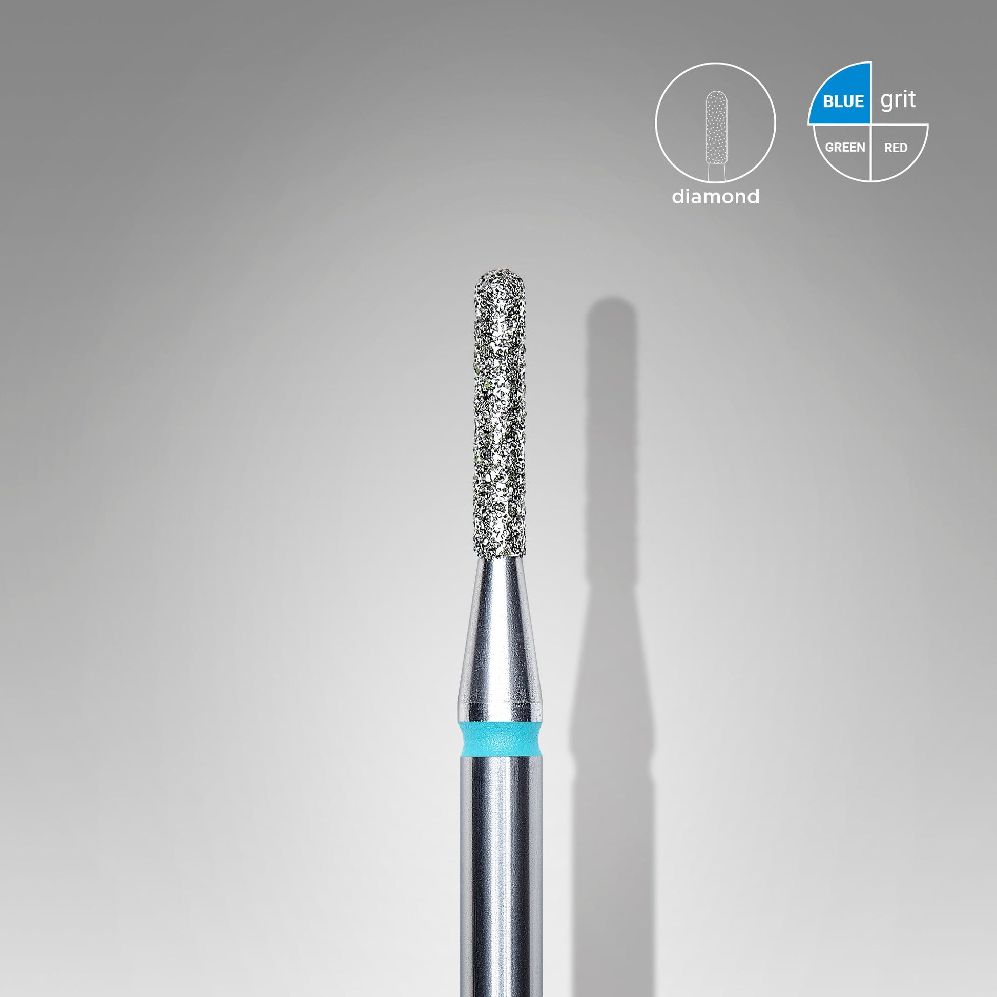 Diamond nail drill bit, rounded "cylinder", blue, head diameter 1.4 mm/ working part 8 mm (6 pcs) image 0