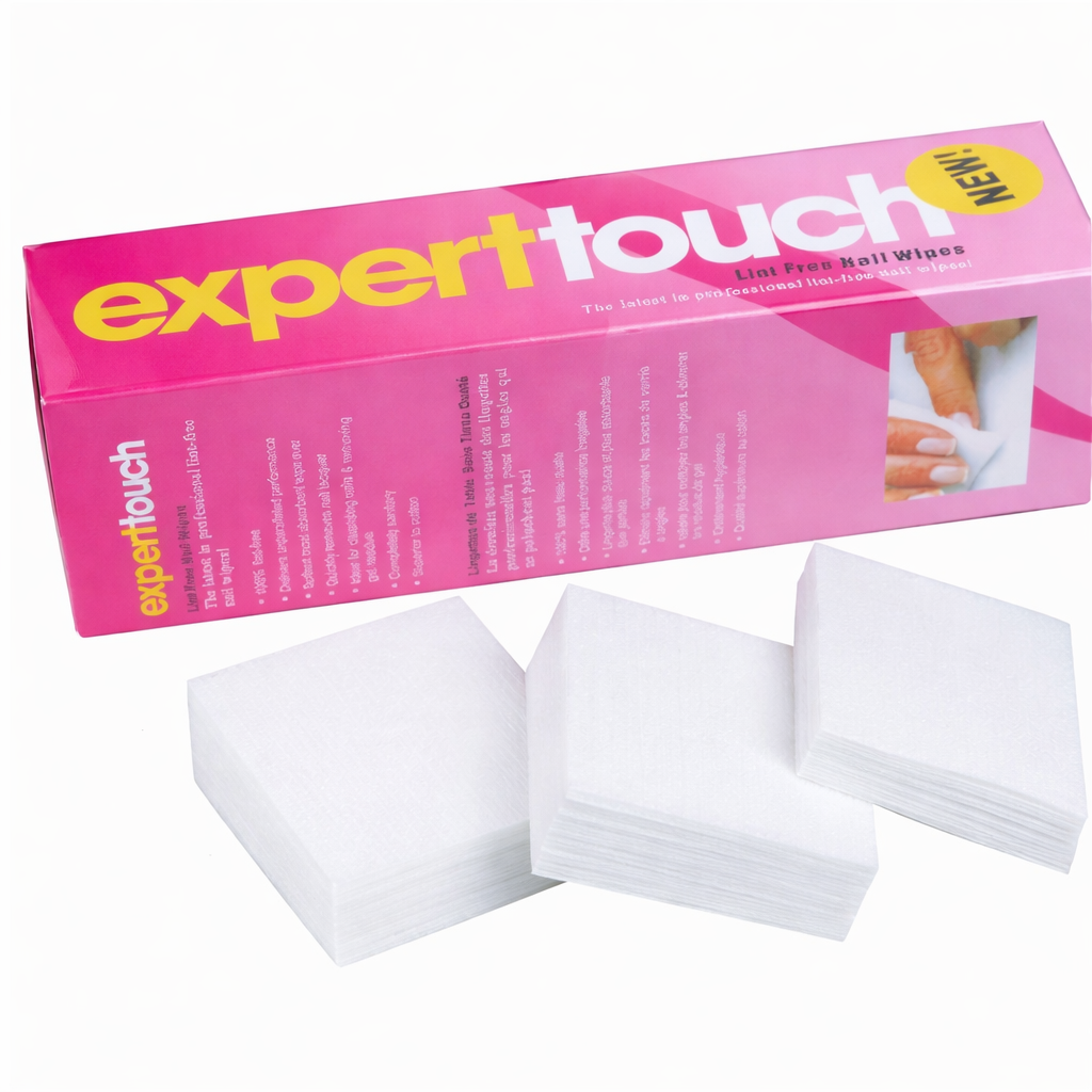 Nail tools: OPI Expert Touch lint-free nail wipes in a 475-count pack, used for cleaning and prep during manicures.