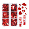 Gemischte Liebesherzen, Valentinsdekoration, rote Glitzerflocken, 6 Gitter 