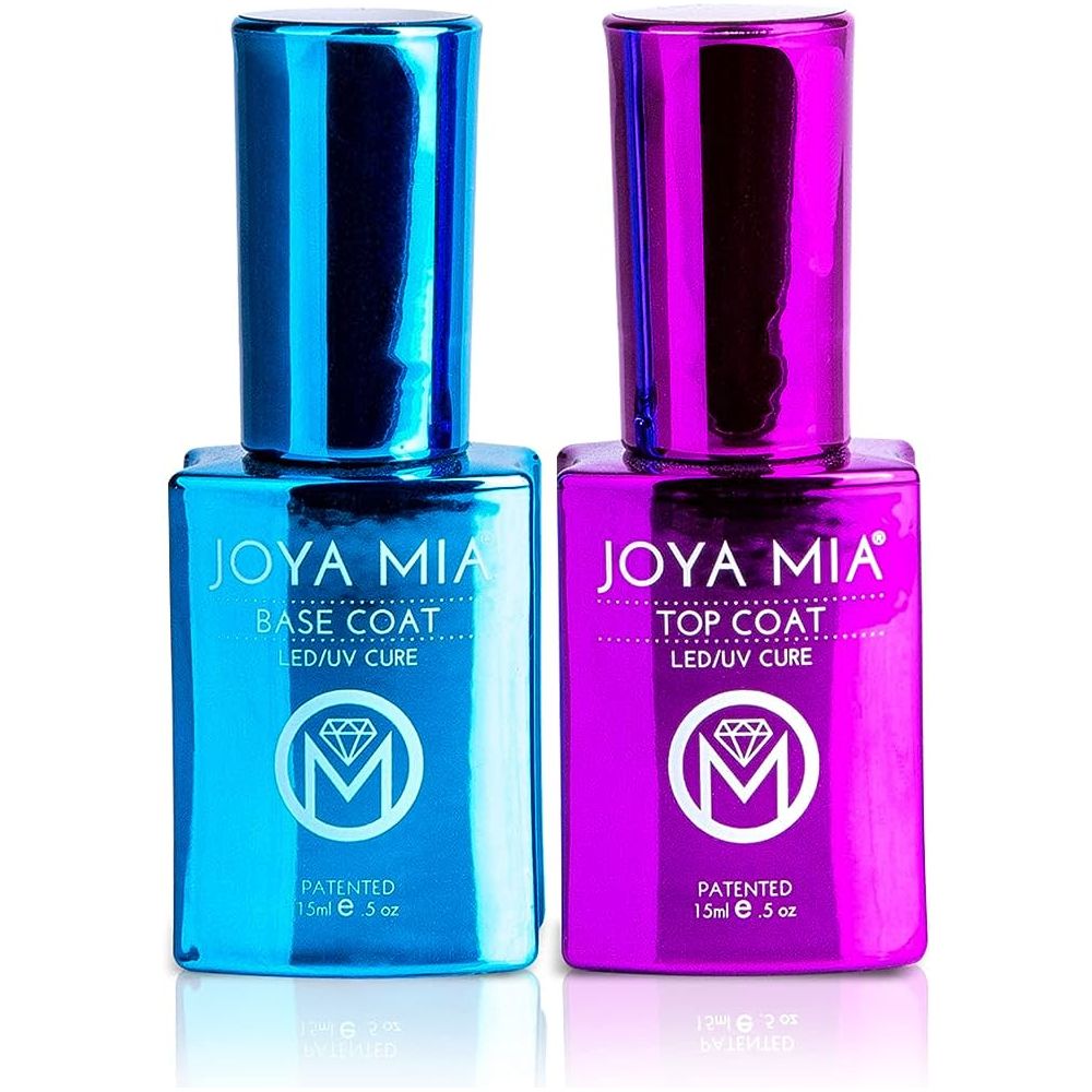 JOYA MIA - No Wipe Gel Top Coat + Base Coat, Super Adhesive & Long-Lasting, High-Gloss Finish - Universal Nail Supplies