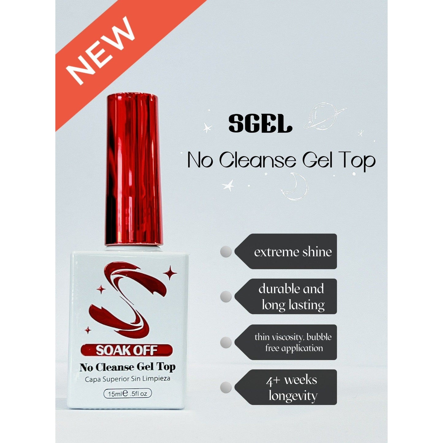 SofiGlaze No Wipe High Gloss Top Coat 0.5oz - Universal Nail Supplies