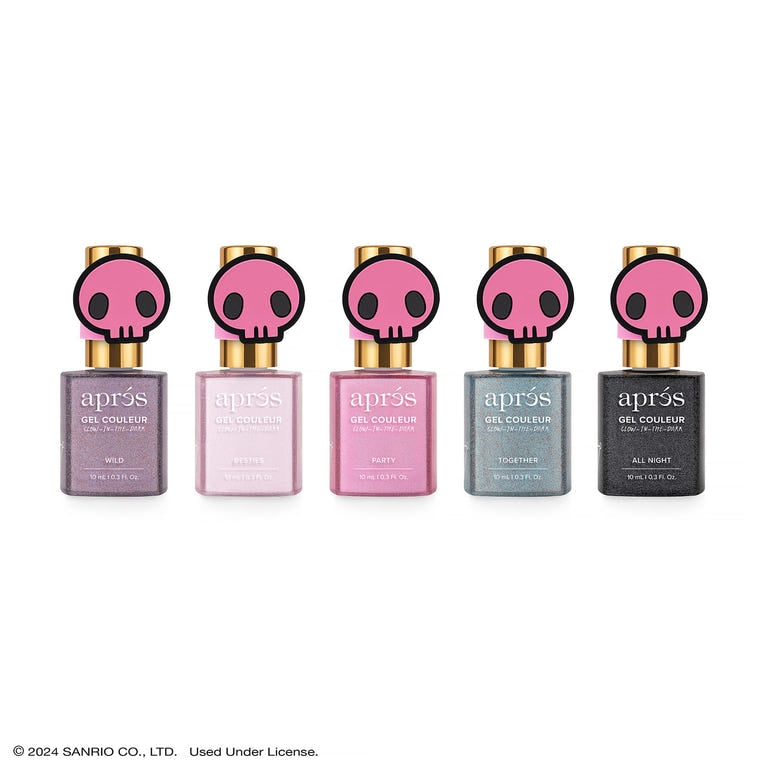 Aprés Kuromi™ Naughty And Nice Flash Glitter Gel Couleur (Set OF 5) - Universal Nail Supplies