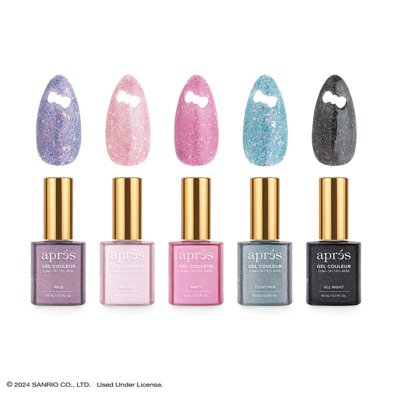 Aprés Kuromi™ Naughty And Nice Flash Glitter Gel Couleur (Set OF 5) - Universal Nail Supplies