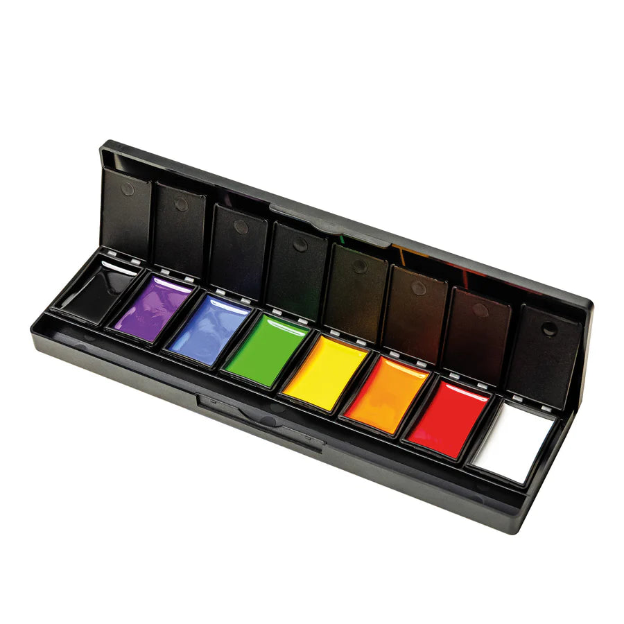 Kupa KULR LA Confidential Collection solid cream gel polish palette with various nail polish shades in a sleek display.