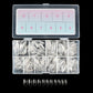 Set of 550 short almond-shaped Orly GELFX Builder Tips from the Orly Gel Collection Sets, displayed in a box.