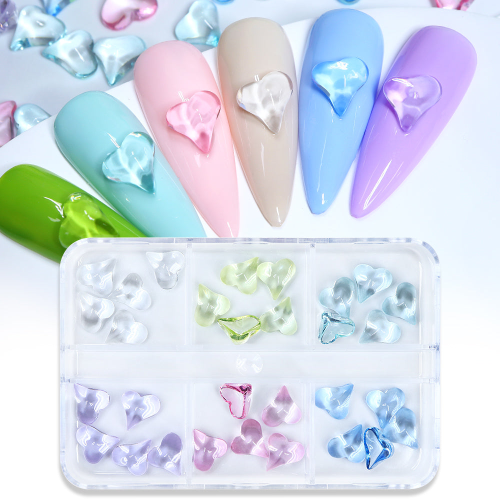 Heart Nail Art Resin Jewelry Transparent Crystals Rhinestones 1 Box - Universal Nail Supplies