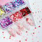 Mixed Love Heart Valentines Decoration Black Red Glitter Flakes 6 Grids - Universal Nail Supplies