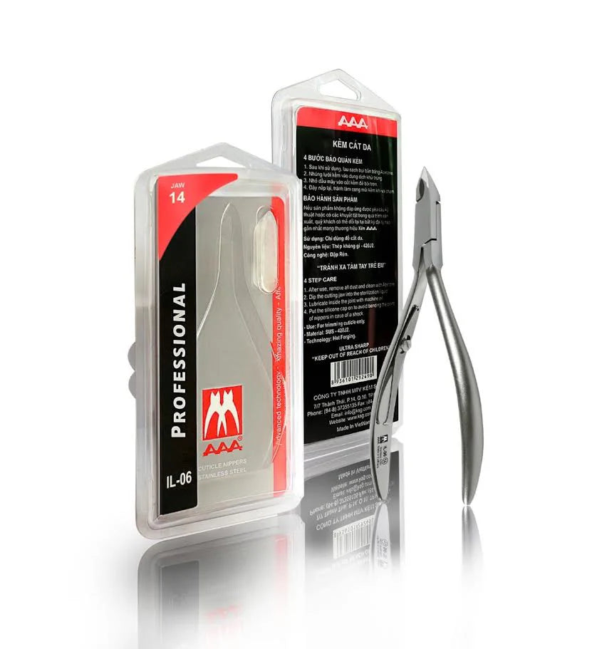 UNS AAA Cuticle Nipper Size IL-06 with 14 Jaw for precise nail cuticle trimming, professional-grade nail tools.