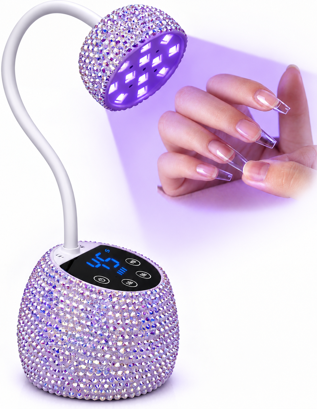 UNS UV flexible LED nail glitter lamp with digital timer for nail curing setup