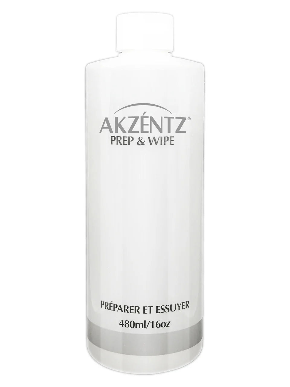 Luxio Akzéntz Prep & Wipe Solution 16oz bottle with label, used for nail treatment preparation and cleansing.