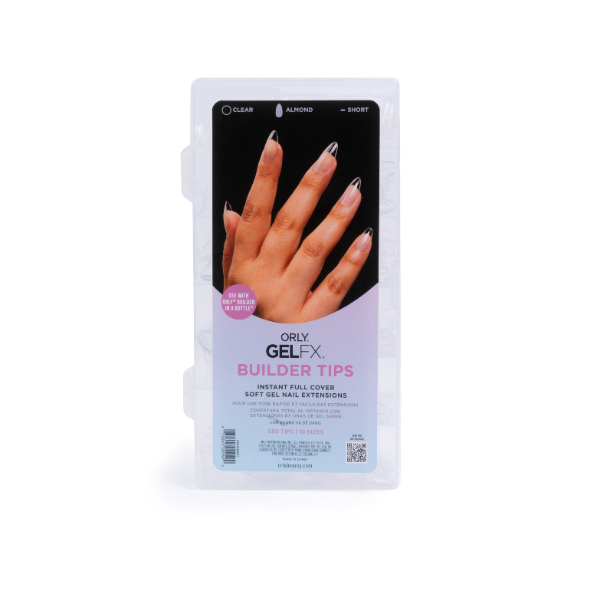 Orly GELFX Builder Tips - Natural Almond Short (550 pc) - Universal Nail Supplies