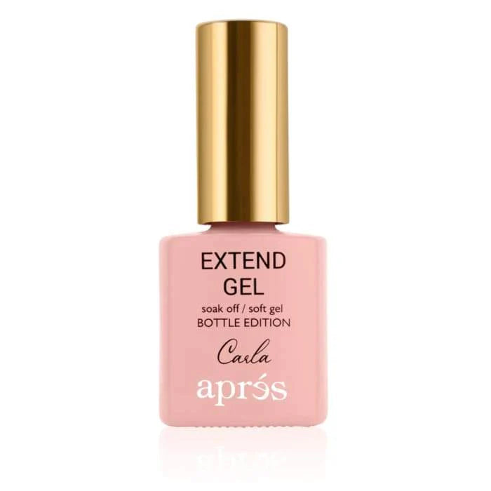 Aprés Nail Apres Color Extend Gel Carla 15 mL bottle with brown gel polish for professional gel nail extensions and color enhancement.