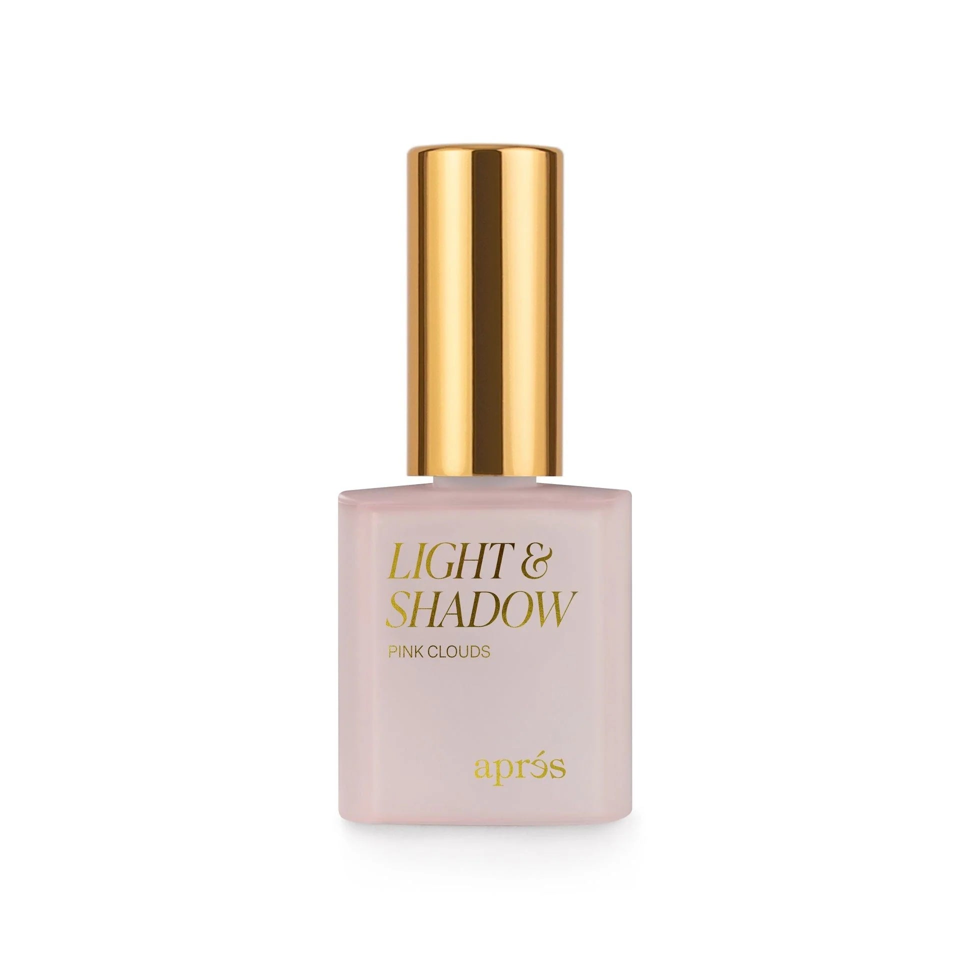 Aprés Nail Light & Shadow Pink Clouds gel polish in a soft pink color, showcased on a nail with a smooth finish and subtle shadow effect.