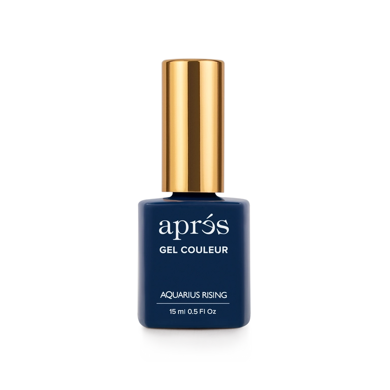 Aprés Nail Aprés Gel Color Polish Aquarius Rising 239 with vibrant blue and aqua tones, TPO free, glossy finish, image showing the bottle.